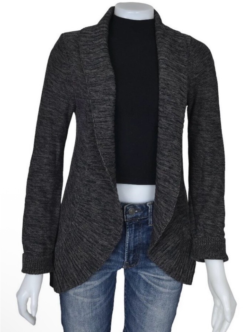 Roxy Charcoal Gray Open Front Cardigan Sweater Medium
